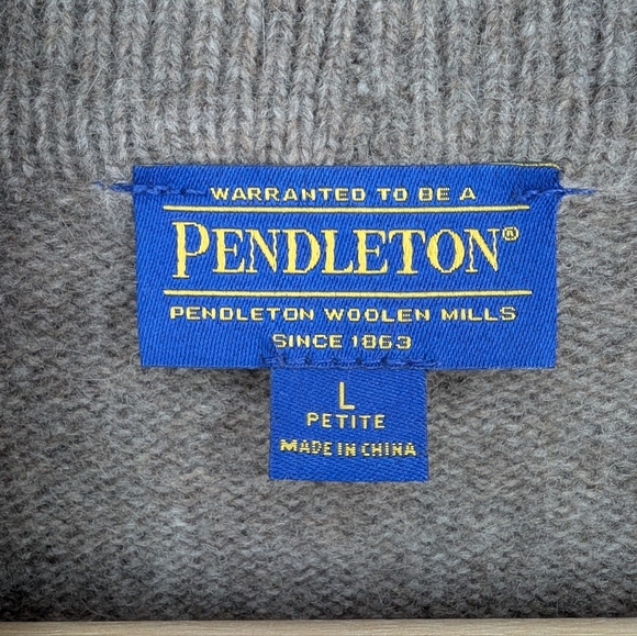 Pendleton Wool Angora Open Front Cardigan Brown Petite Large - Picture 3 of 9